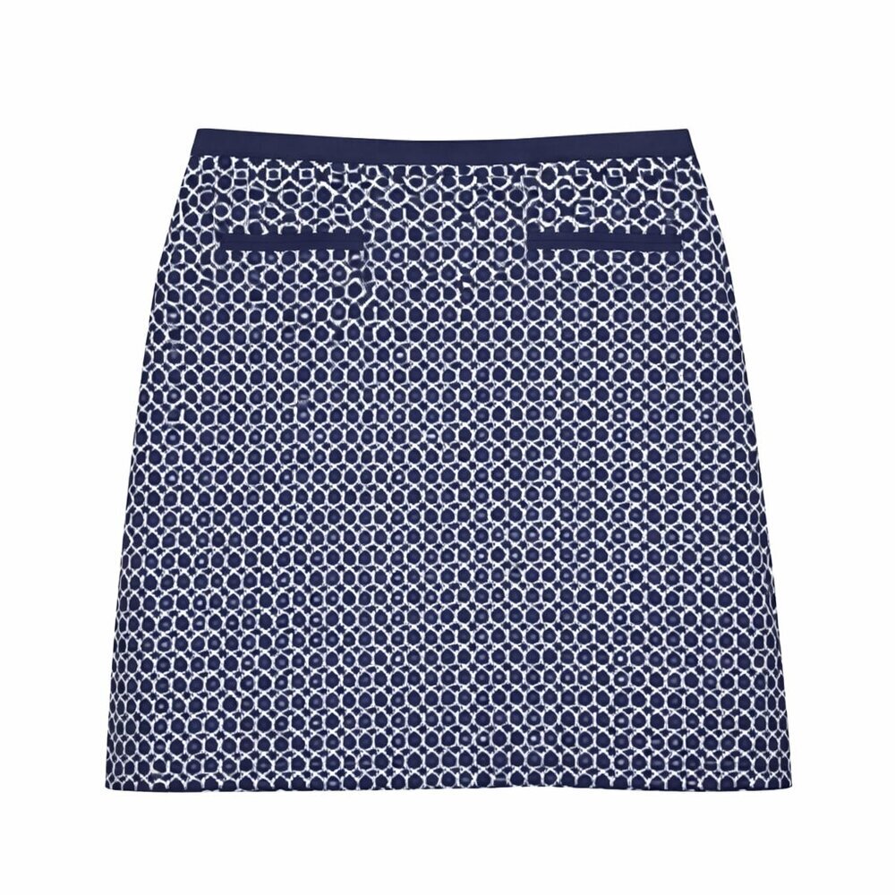 Talbots Petites Geometric Print Lined Preppy Pencil Skirt Navy & White Size 4P